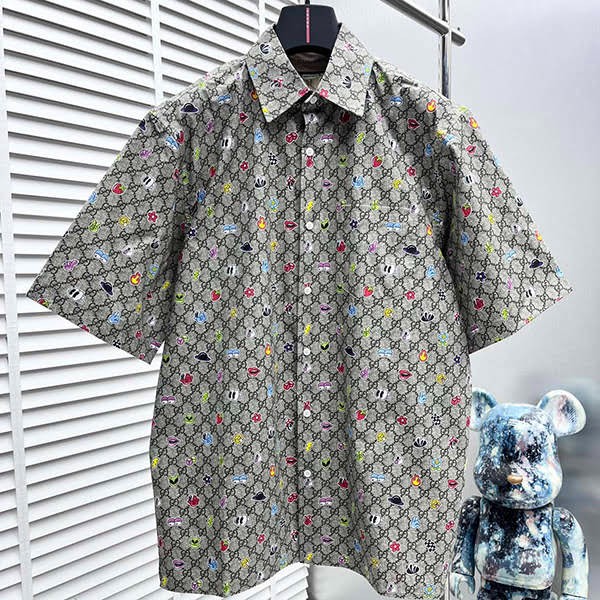 グッチ プリント入りコットンポプリンシャツ 偽物 上下セット 782499